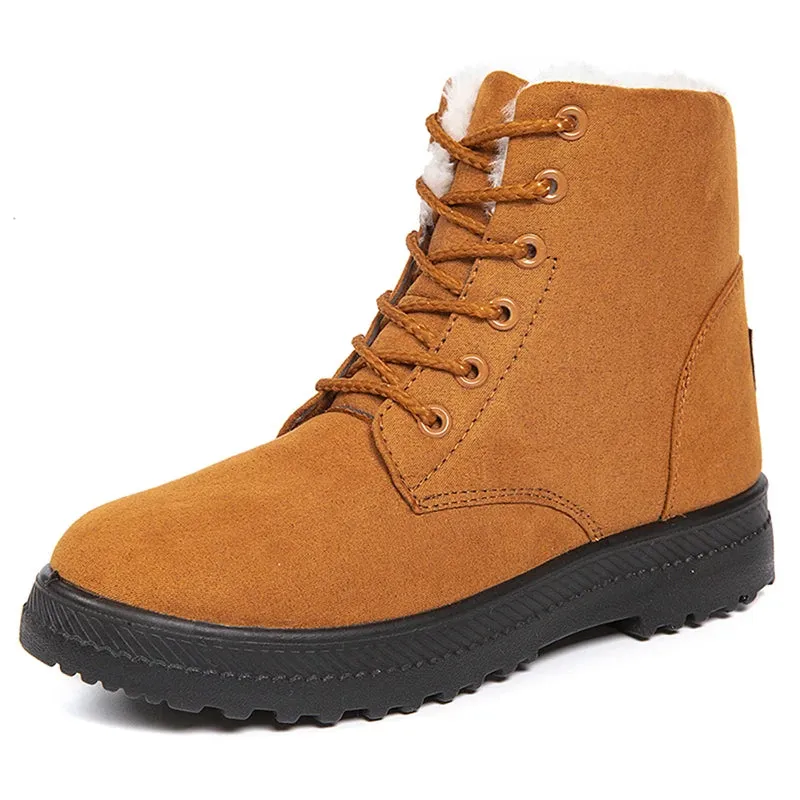Faux Suede Fur-Lined Ankle Boots