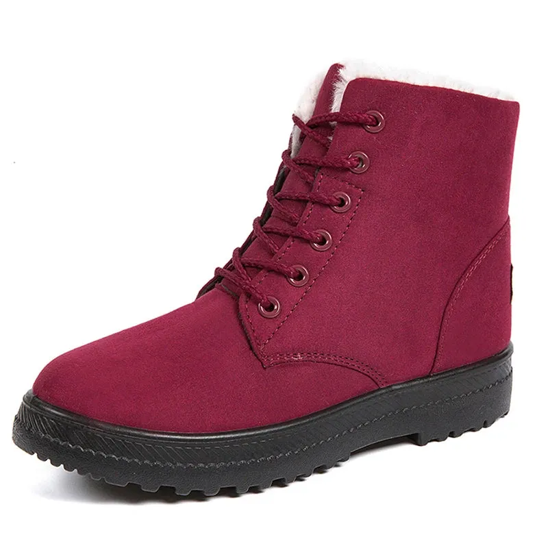 Faux Suede Fur-Lined Ankle Boots