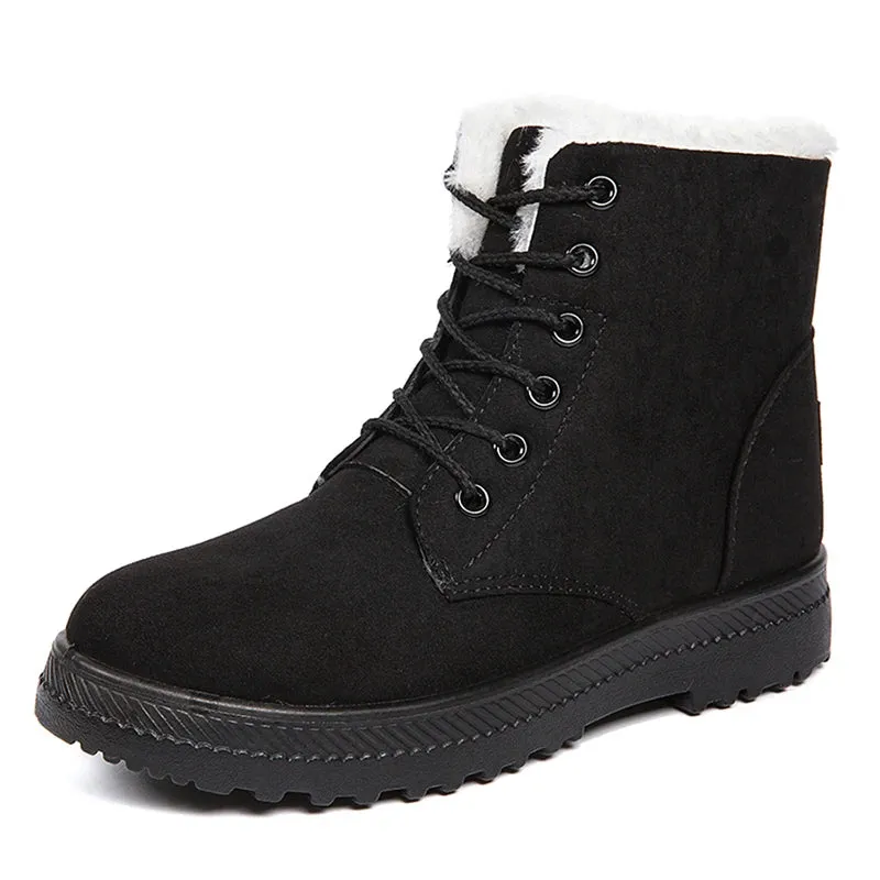 Faux Suede Fur-Lined Ankle Boots