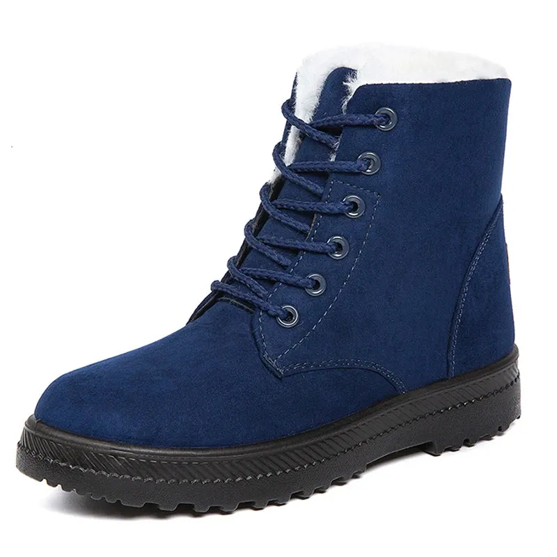 Faux Suede Fur-Lined Ankle Boots