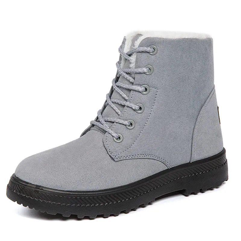 Faux Suede Fur-Lined Ankle Boots
