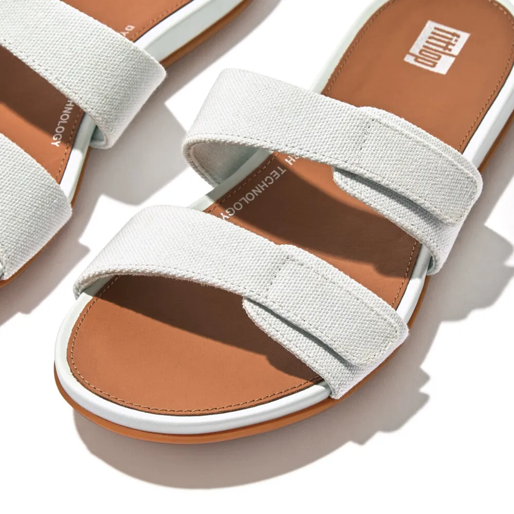 FitFlop Gracie Canvas Slide Sandals - Seafoam Blue