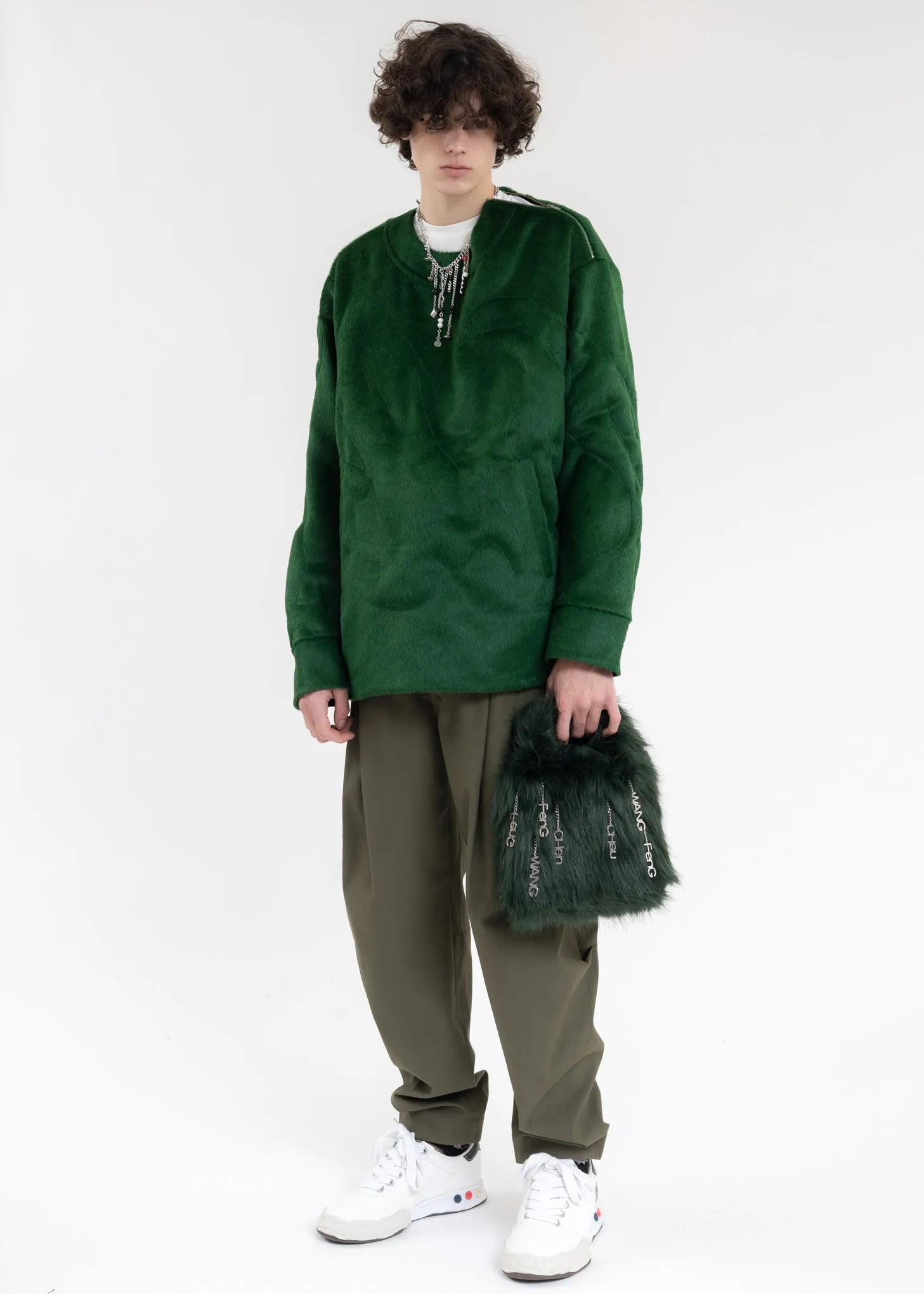 Green 3D STRUCTURE SWEATER