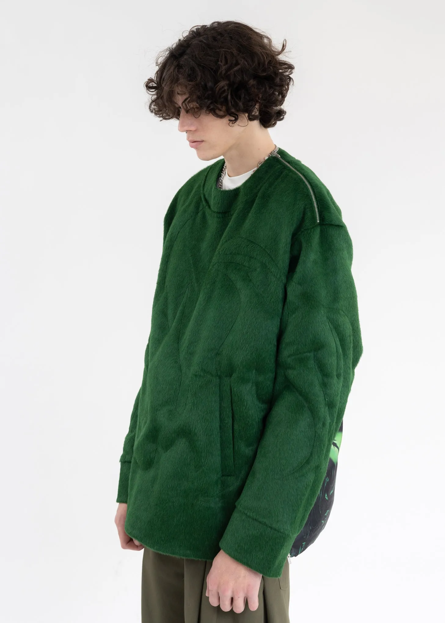 Green 3D STRUCTURE SWEATER