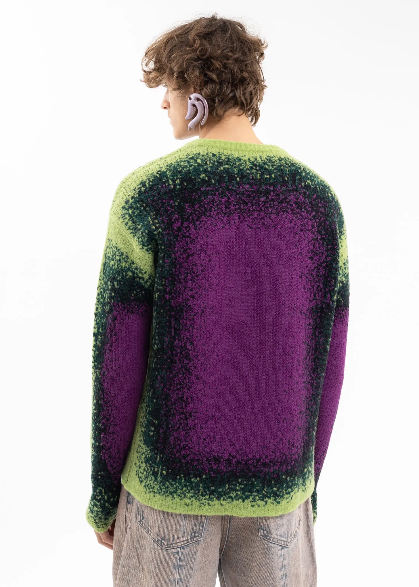 GREEN / PURPLE GRADIENT HEAVY KNIT SWEATER