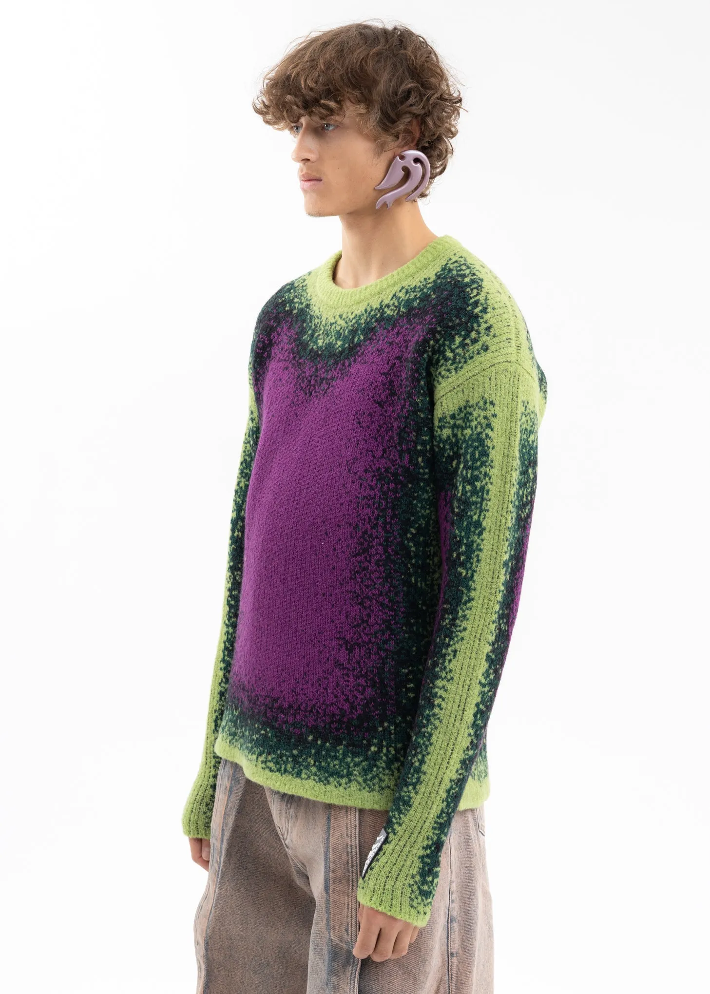 GREEN / PURPLE GRADIENT HEAVY KNIT SWEATER