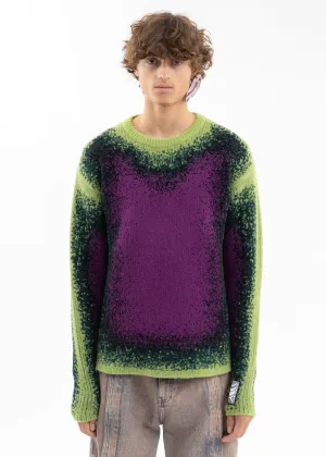 GREEN / PURPLE GRADIENT HEAVY KNIT SWEATER