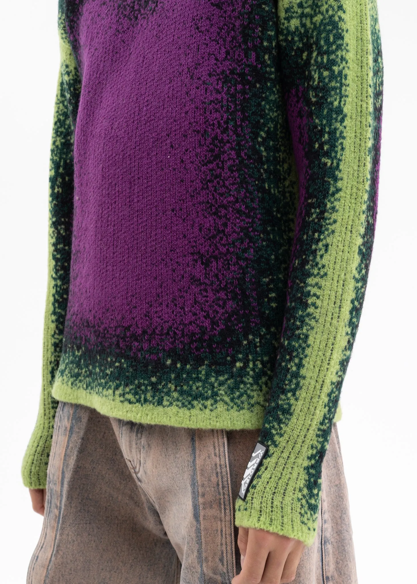 GREEN / PURPLE GRADIENT HEAVY KNIT SWEATER