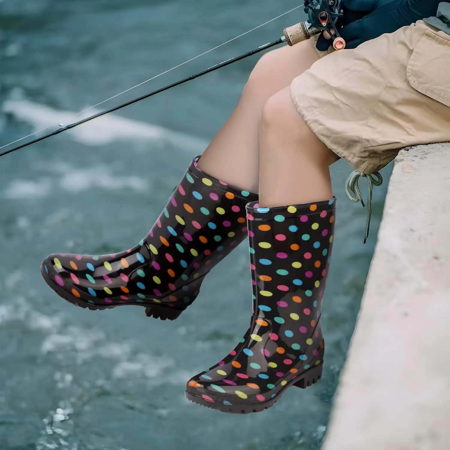 Hellorain Waterproof Rainboot for Women Lightweight PVC Women's Rain Footwear Suitable for Outdoor work Farming, Garden
