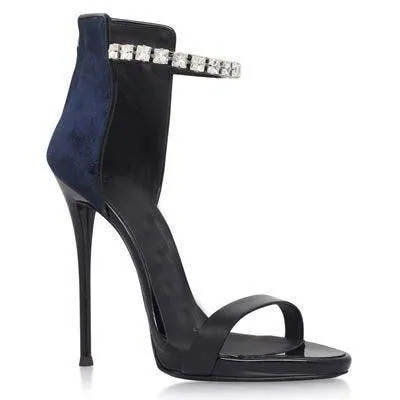 High Heel Rhinestone Embellished Sandals