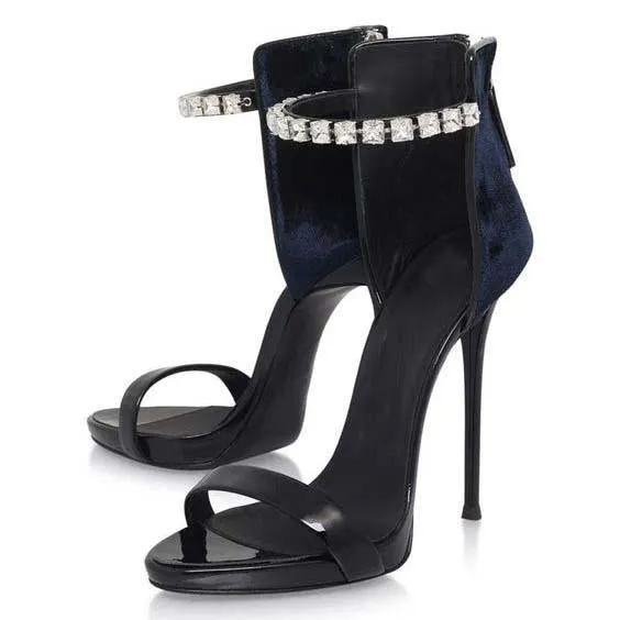 High Heel Rhinestone Embellished Sandals
