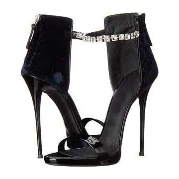 High Heel Rhinestone Embellished Sandals