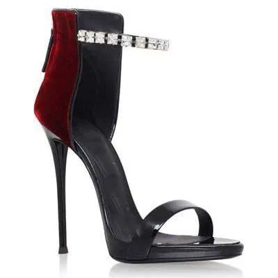 High Heel Rhinestone Embellished Sandals