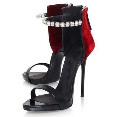 High Heel Rhinestone Embellished Sandals