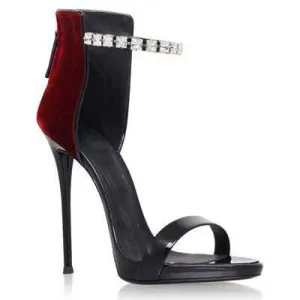 High Heel Rhinestone Embellished Sandals