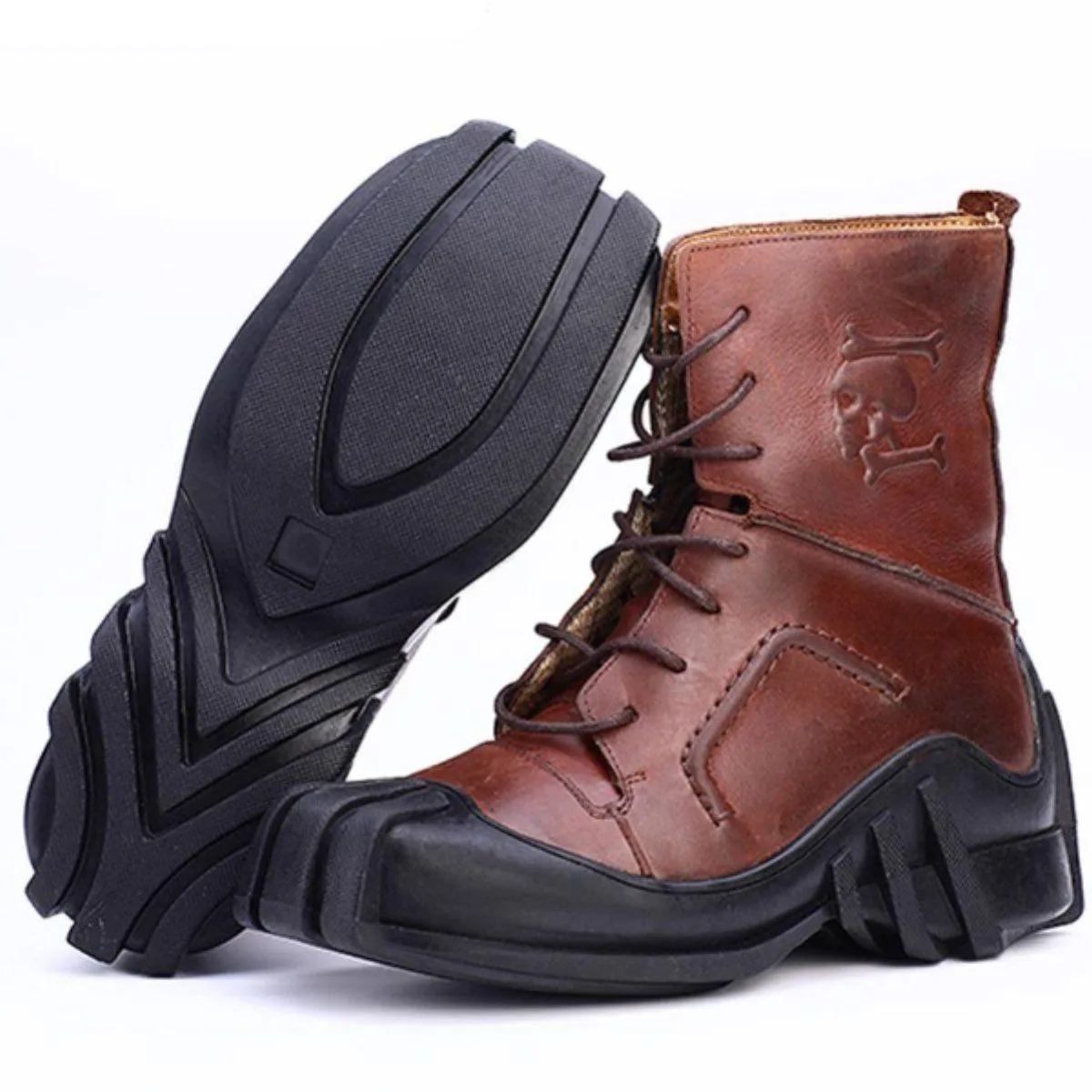 High Quality Leather Skull Boots