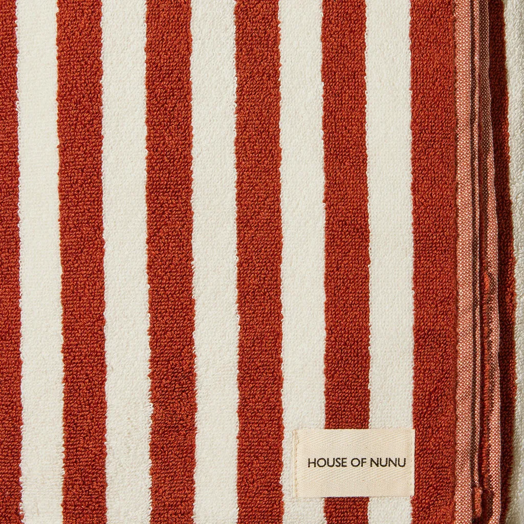 House of Nunu Bath Towel Red Ochre Stripes
