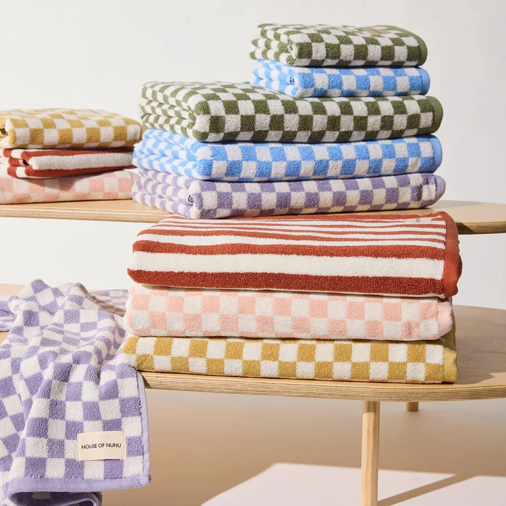House of Nunu Bath Towel Red Ochre Stripes