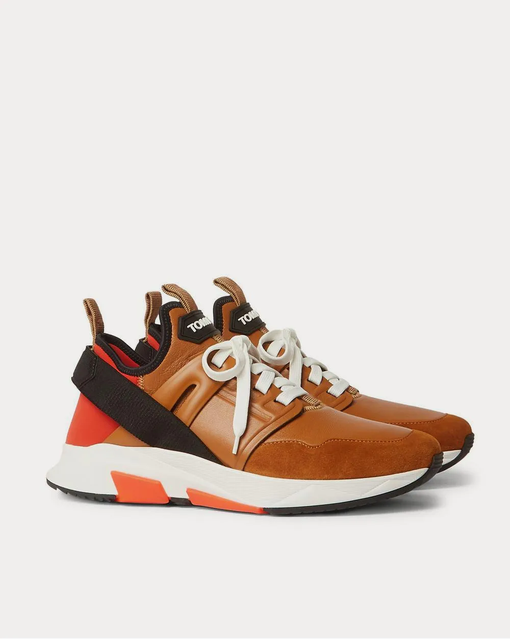 Jago Neoprene, Suede and Leather  Brown low top sneakers