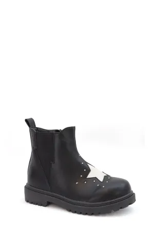 LESLIE-33Y Girls Star Print Design Boot With Studs