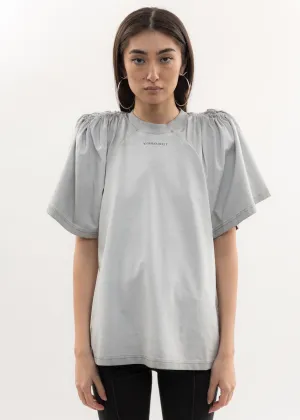 Light Grey RUCHED SHOULDER T-Shirt