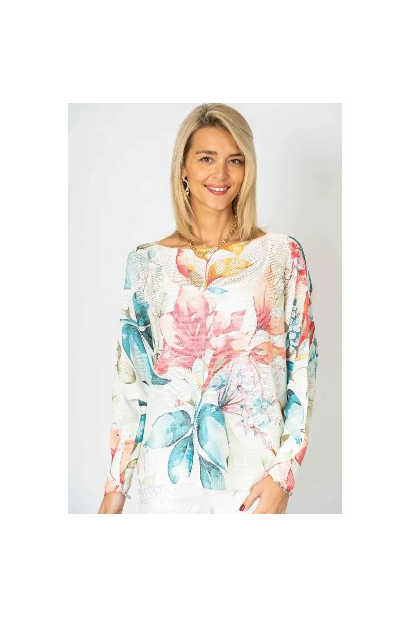 Look Mode Italian-Made Floral Batwing Sweater  One Size Wonder!