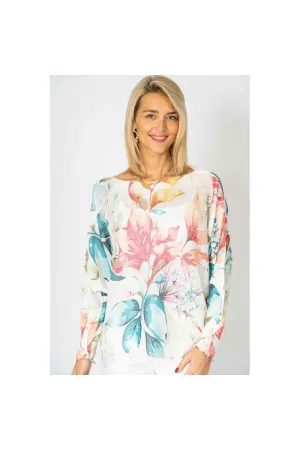 Look Mode Italian-Made Floral Batwing Sweater  One Size Wonder!