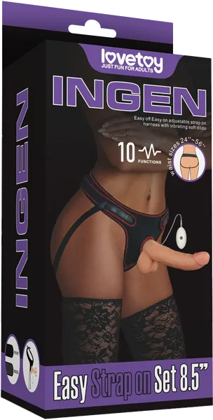 Lovetoy INGEN Easy Vibrating Strap-on Set Multi Speed 8.5''