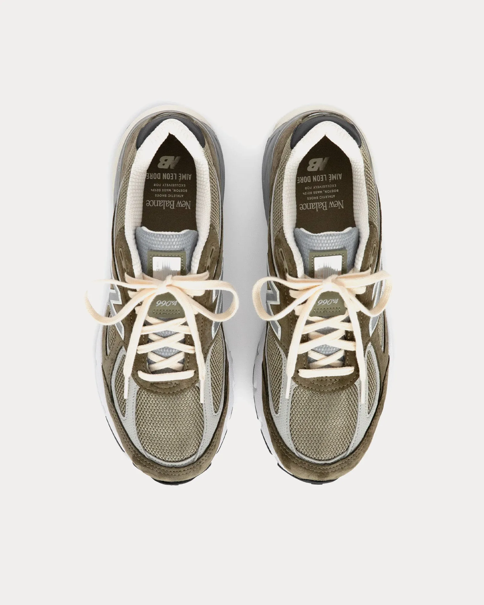 Made in USA 990v4 Olive Low Top Sneakers