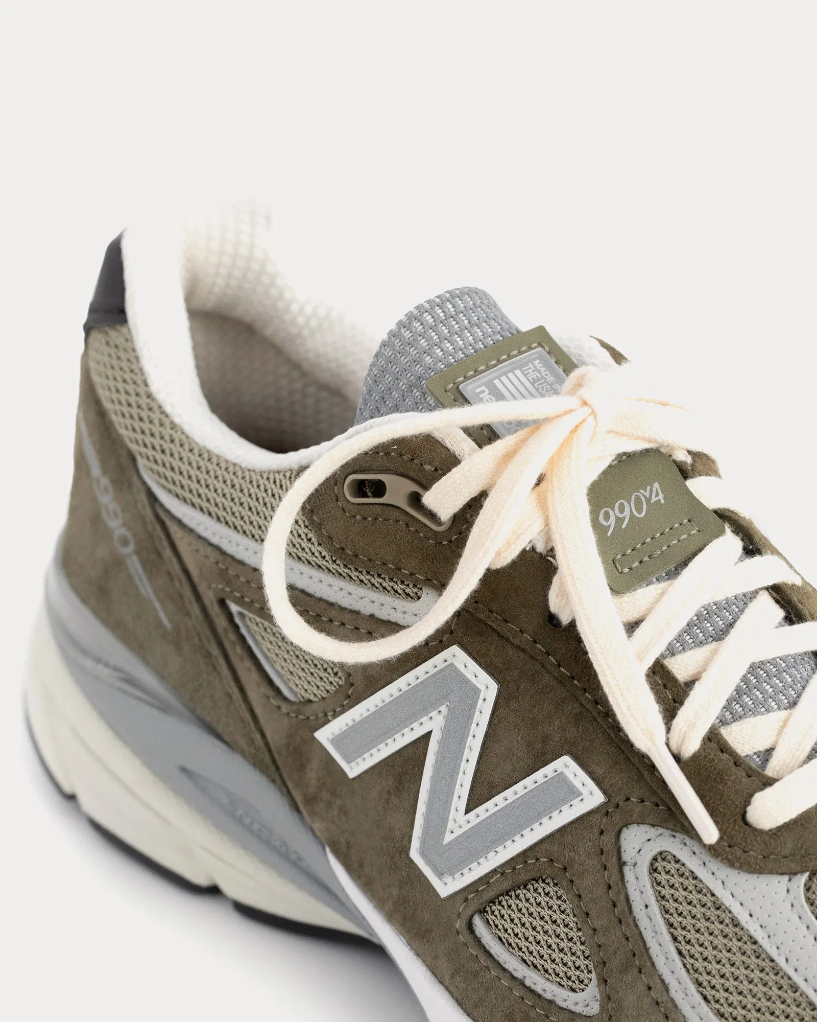 Made in USA 990v4 Olive Low Top Sneakers