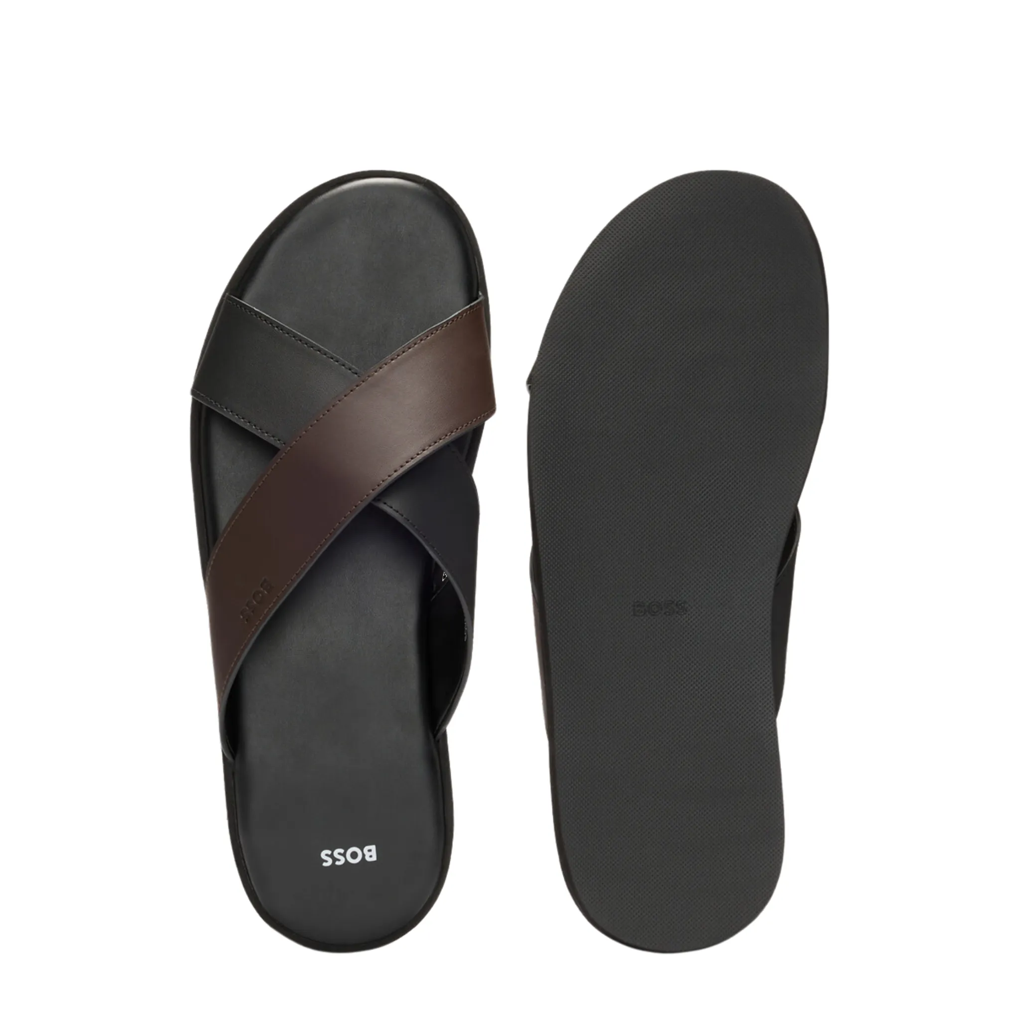 Mens BOSS Black Darrel Cross Sandals