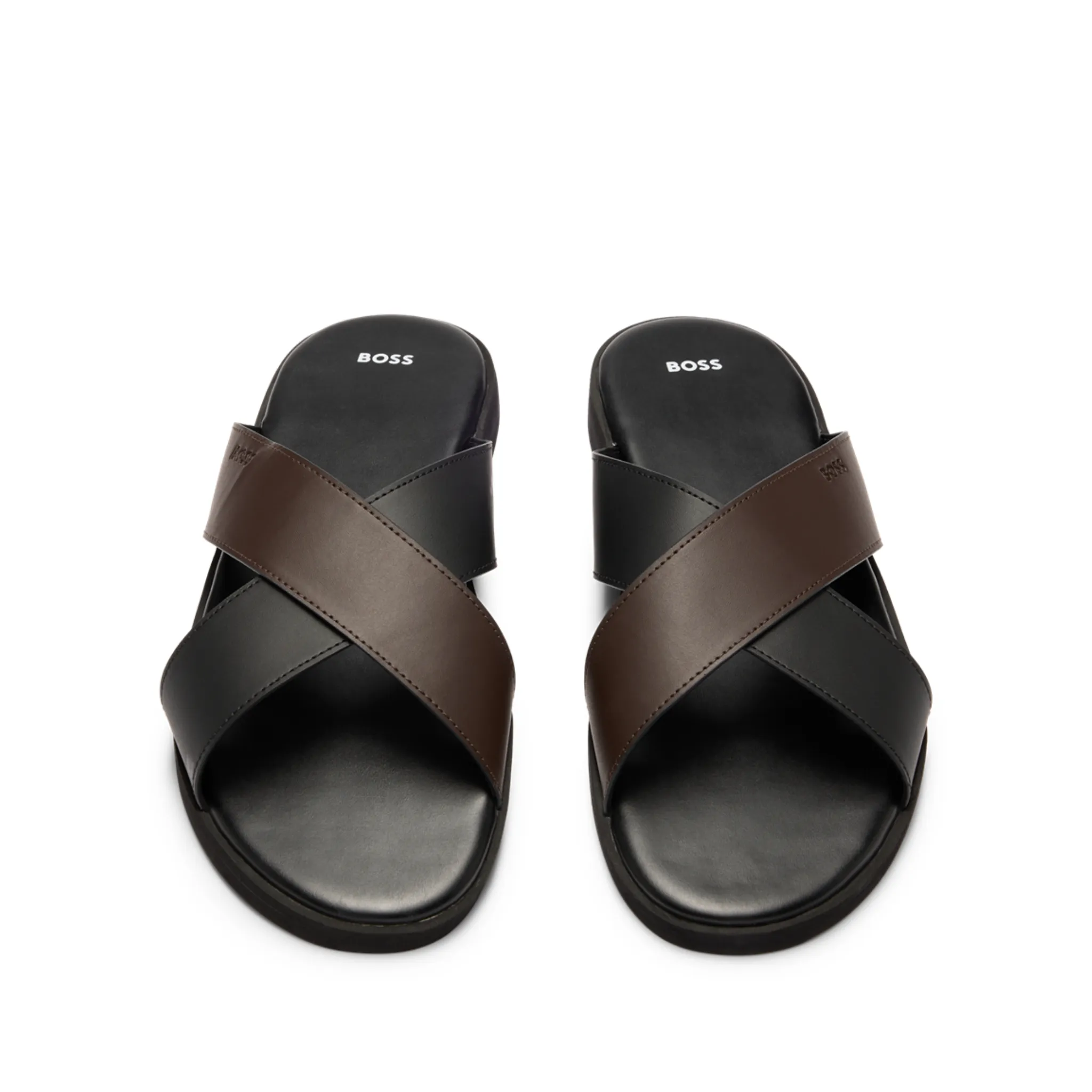Mens BOSS Black Darrel Cross Sandals