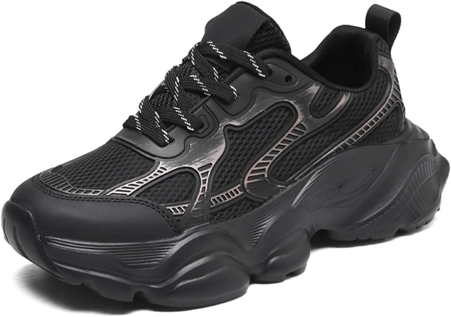 Mens Breathable Mesh Lace-Up Chunky Sneakers Casual Soft Non-Slip Outdoor Sports Shoes for Walking Tennis Jogging