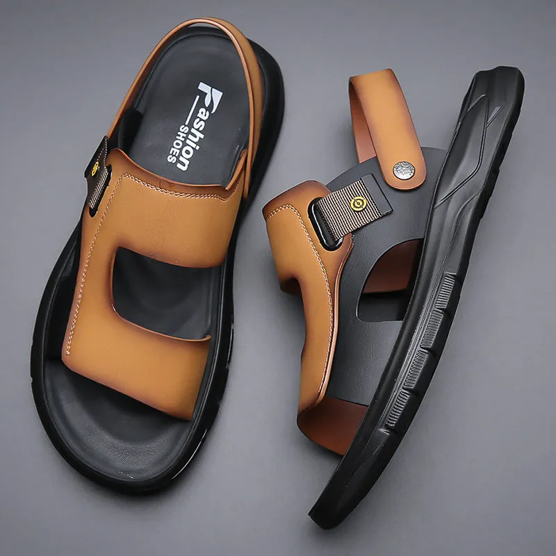 Men's Leather Soft Bottom Casual Sandals (In Stock)