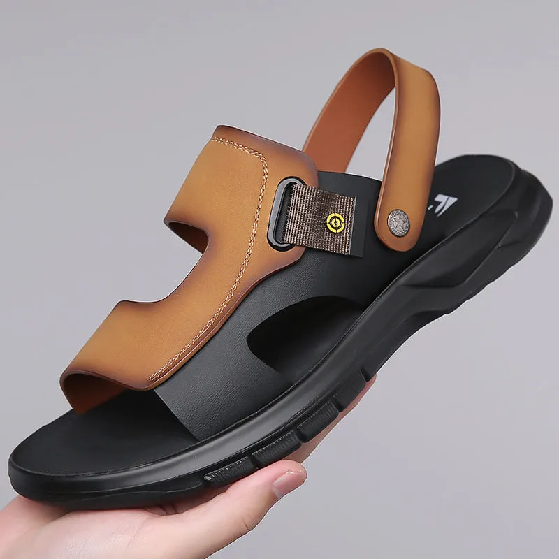 Men's Leather Soft Bottom Casual Sandals (In Stock)