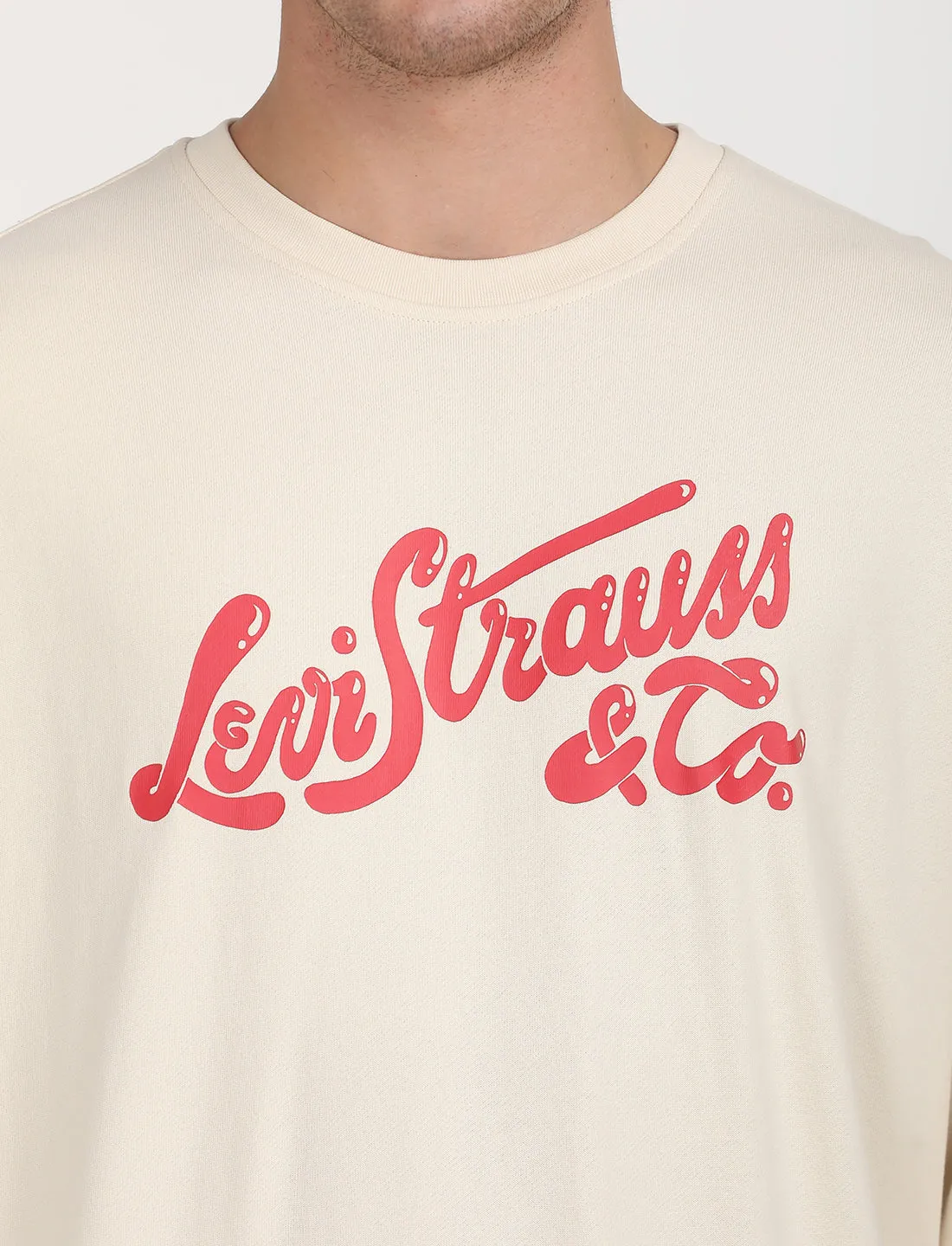 Men's Solid Beige Crew Neck Sweatshirt