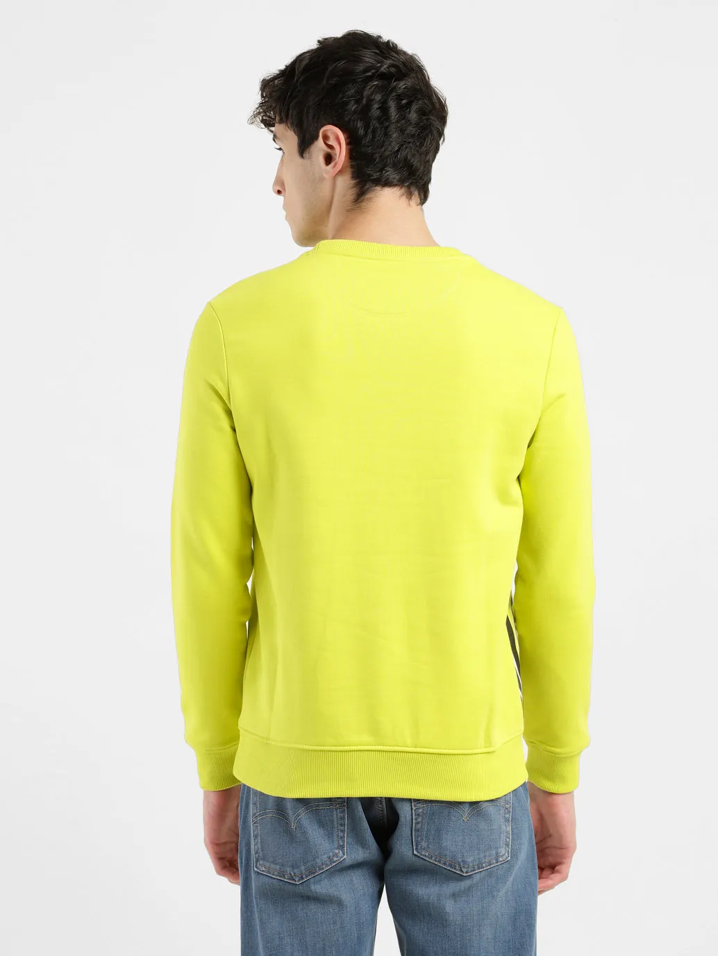 Men's Solid Green Crew Neck Sweatshirt