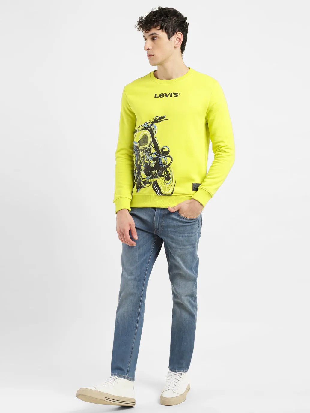 Men's Solid Green Crew Neck Sweatshirt