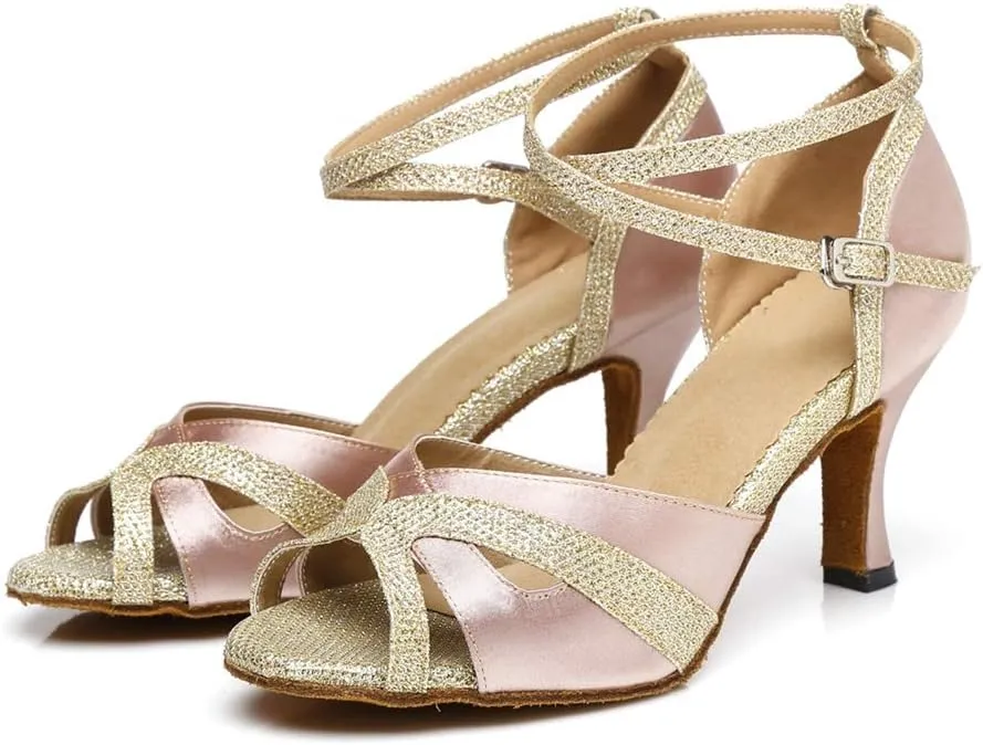 Minishion Womens Ankel Strap Latin Salsa Dance Shoes Wedding Evening Sandals