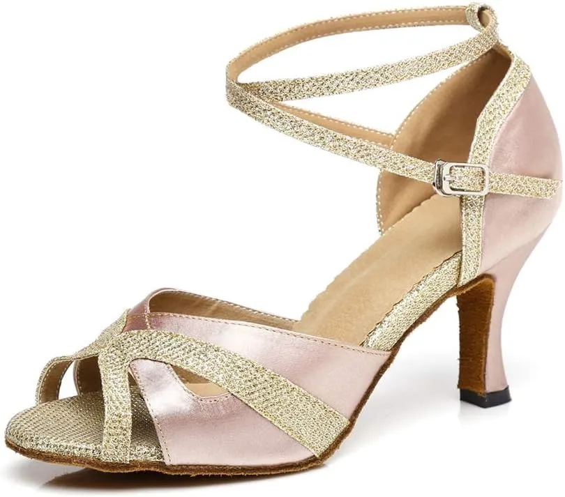 Minishion Womens Ankel Strap Latin Salsa Dance Shoes Wedding Evening Sandals