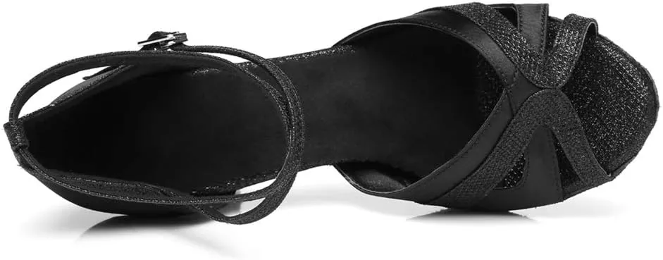Minishion Womens Ankel Strap Latin Salsa Dance Shoes Wedding Evening Sandals