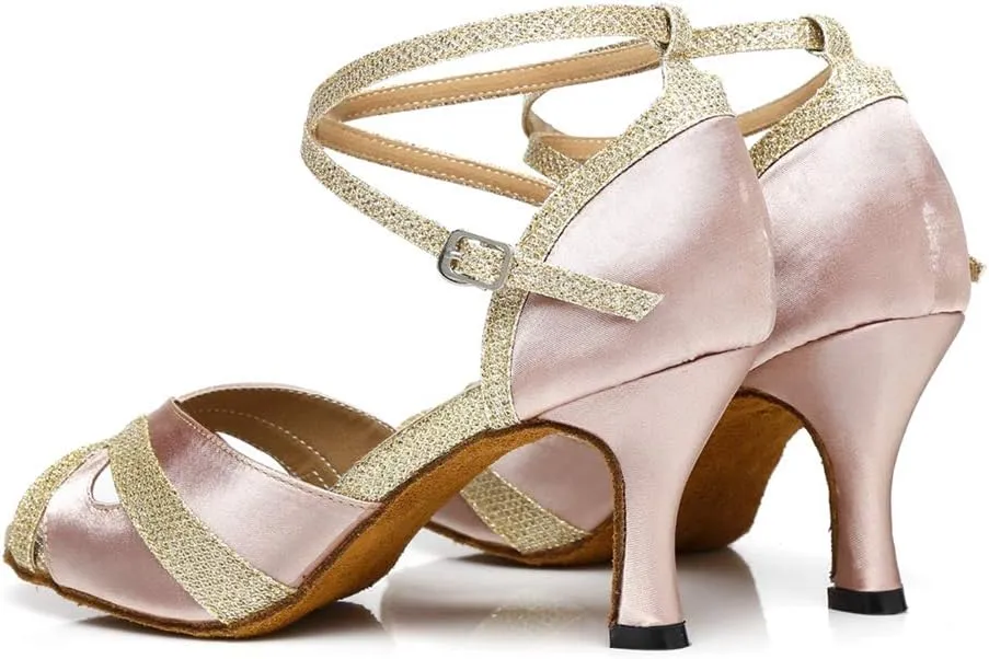 Minishion Womens Ankel Strap Latin Salsa Dance Shoes Wedding Evening Sandals