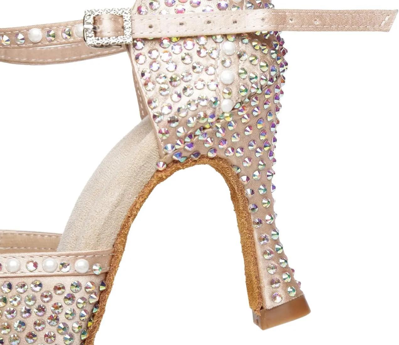 Minishion Women's Ankle Strap Beading Ballroom Dance Shoes Evening Sandals L430