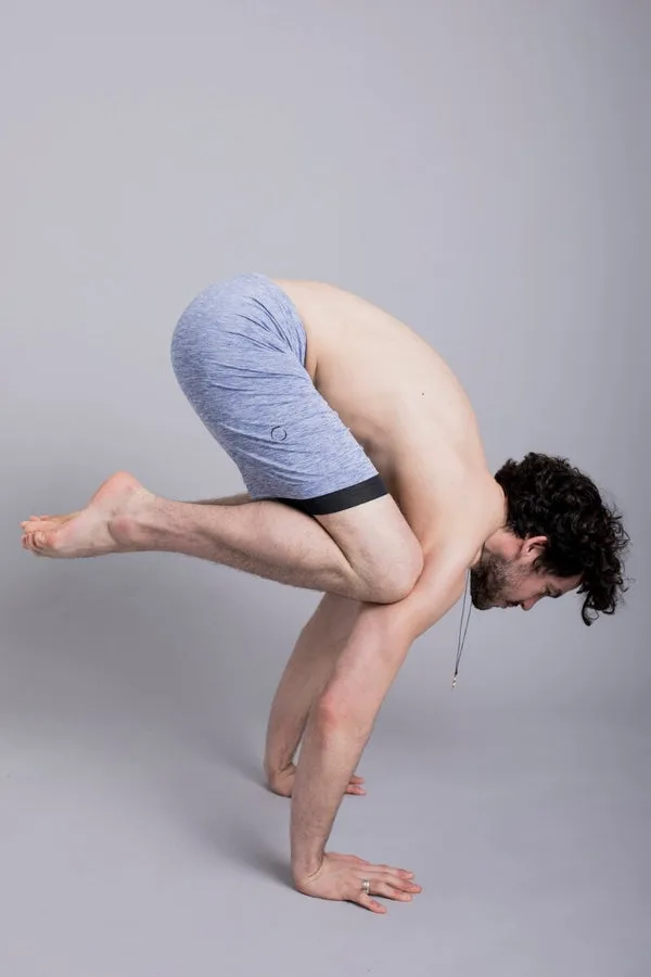 OHMME //  2-DOGS LINED MENS YOGA SHORTS - BLUE
