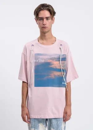 Pastel Pink Clouds Print T-Shirt