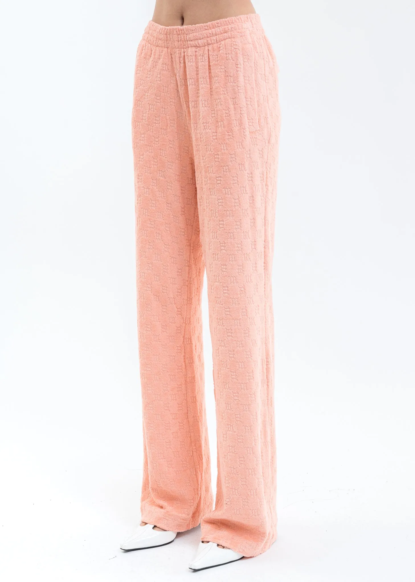 Peach MONOGRAM TOWELLING RELAXED Trousers