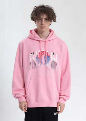 Pink Thank You Fringe Embroidery Hoodie