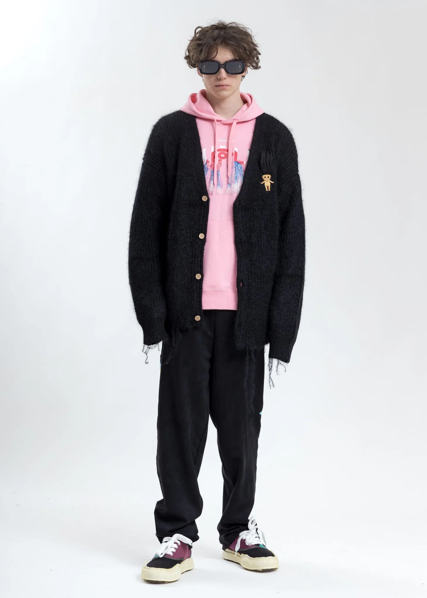 Pink Thank You Fringe Embroidery Hoodie