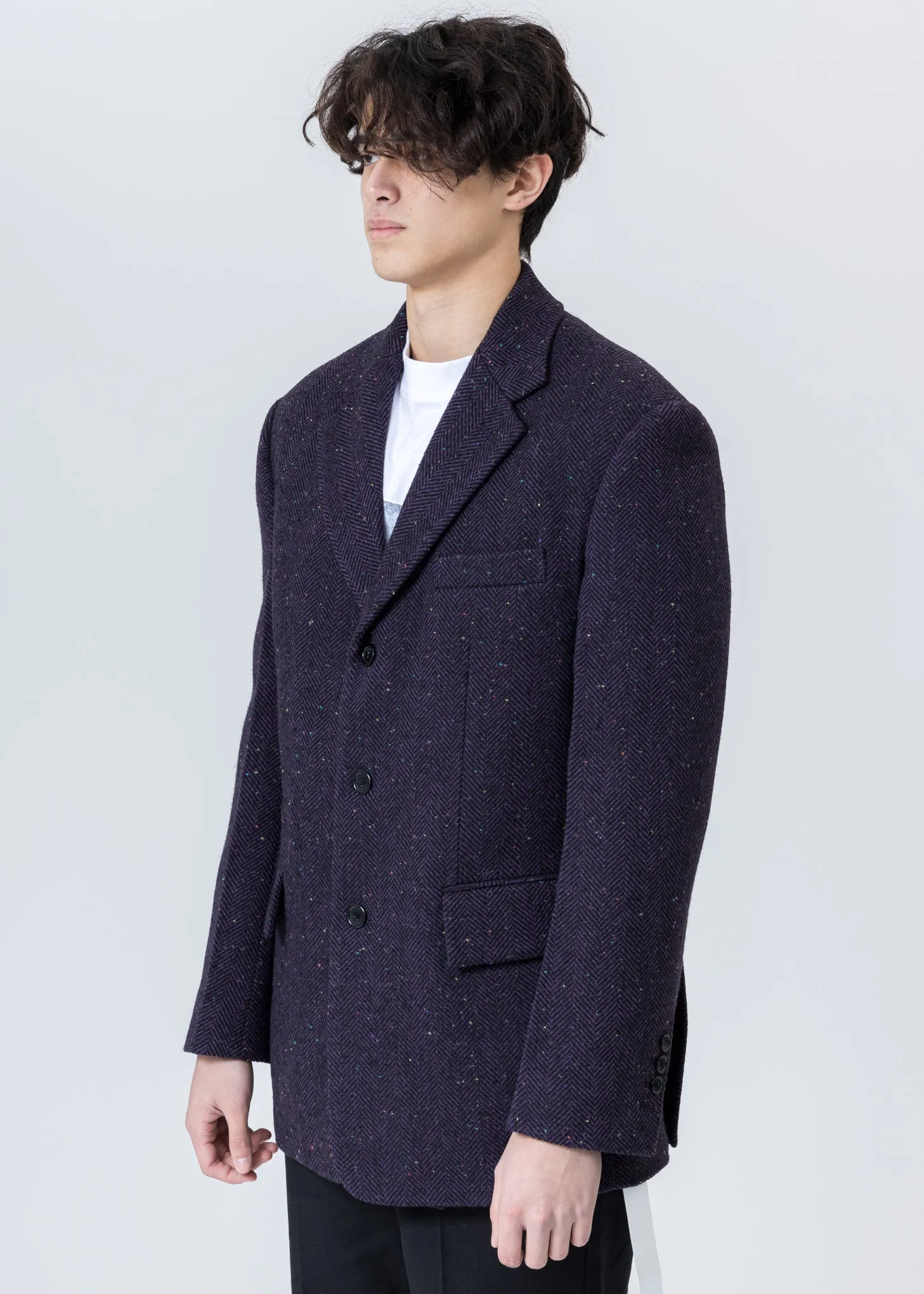 Purple Violet Herringbone Wool Blazer
