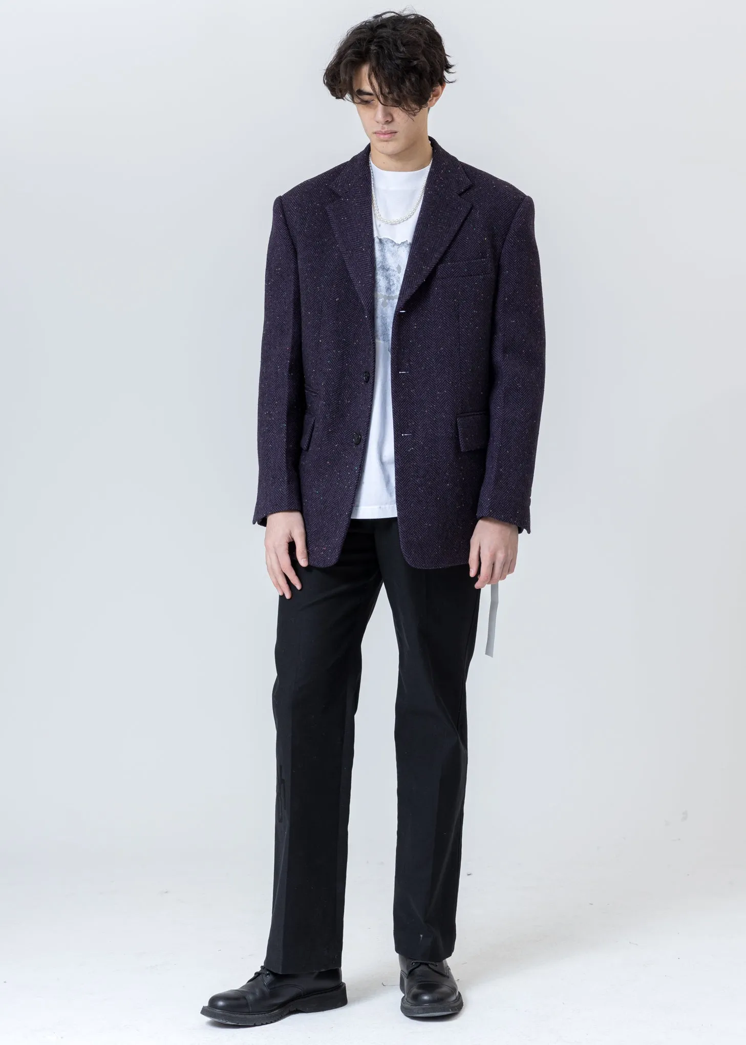 Purple Violet Herringbone Wool Blazer